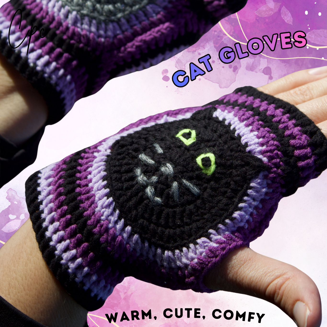Crochet Cat Set - Hat / Gloves - MADE TO ORDER