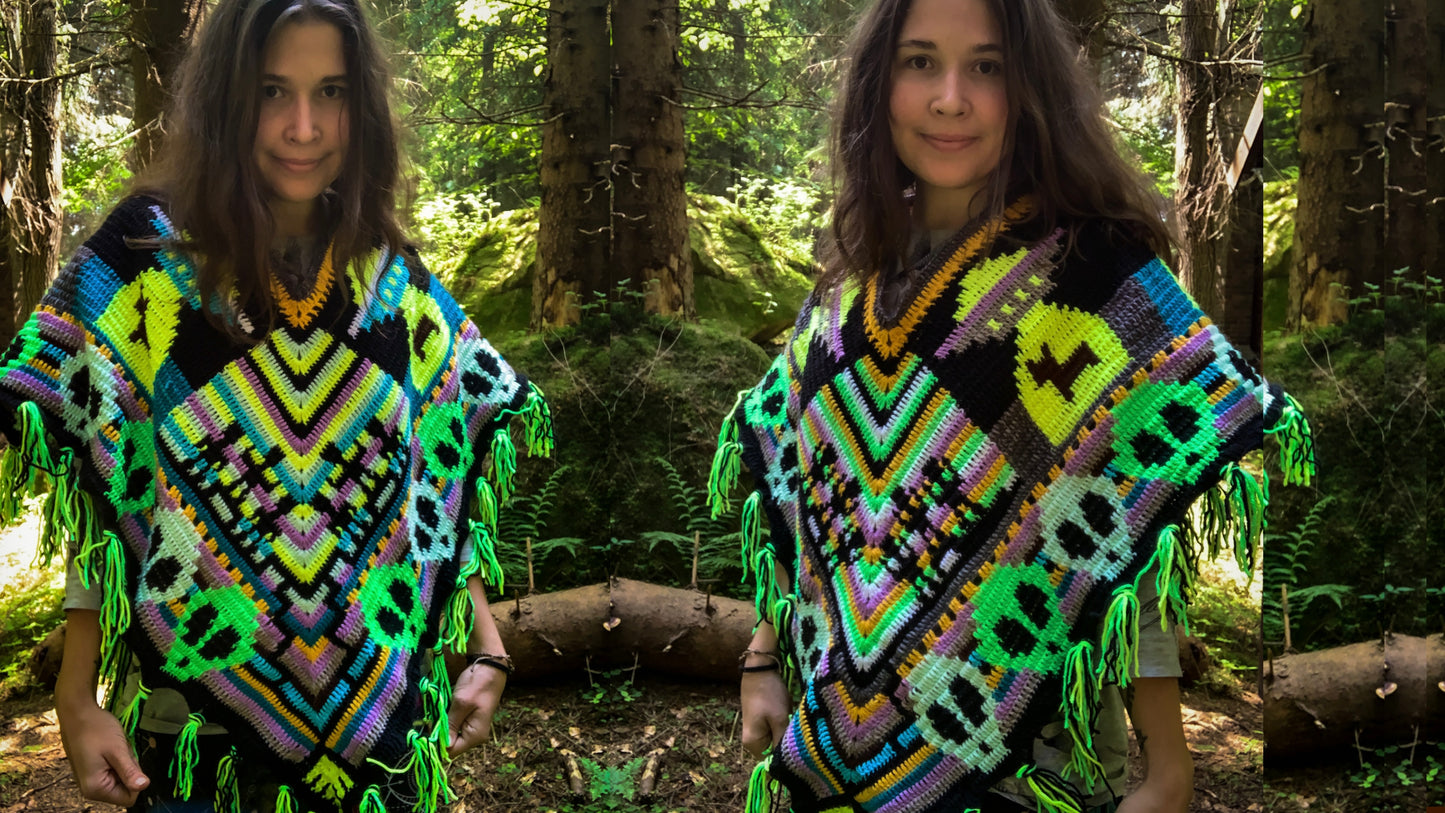Crochet Alien/Mushroom Poncho - MADE TO ORDER