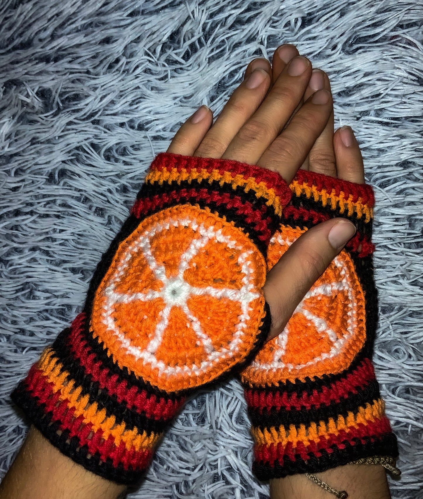 Crochet Orange Gloves - MADE TO ORDER