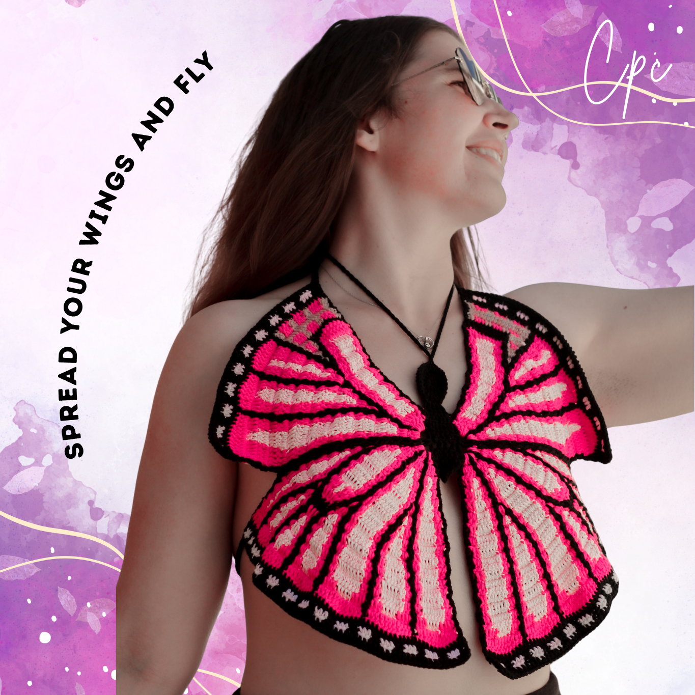 Crochet Sweet Pink Butterfly Top