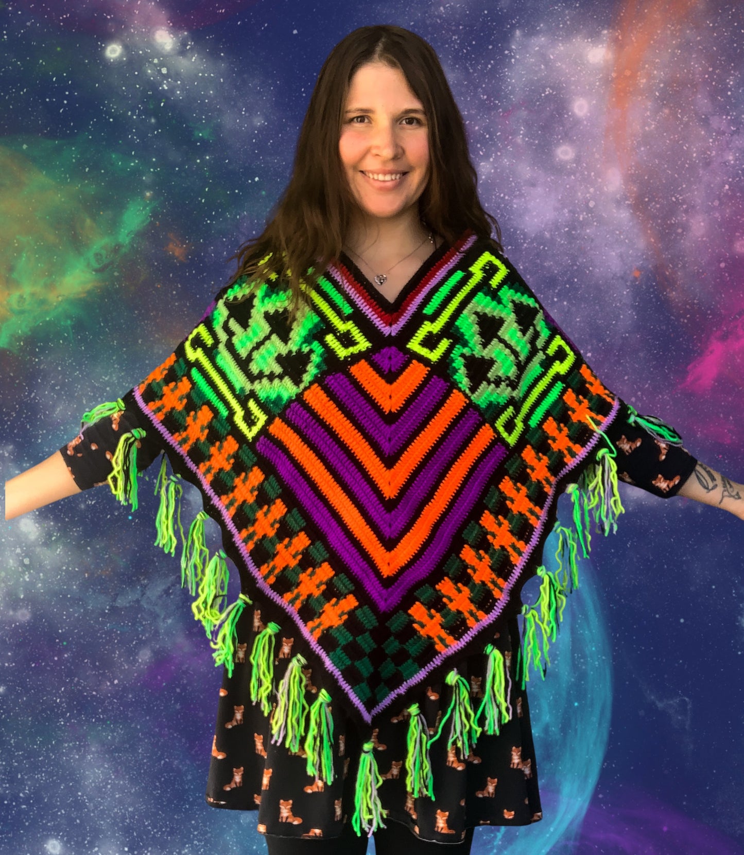 Crochet Alien/Mushroom Poncho - MADE TO ORDER