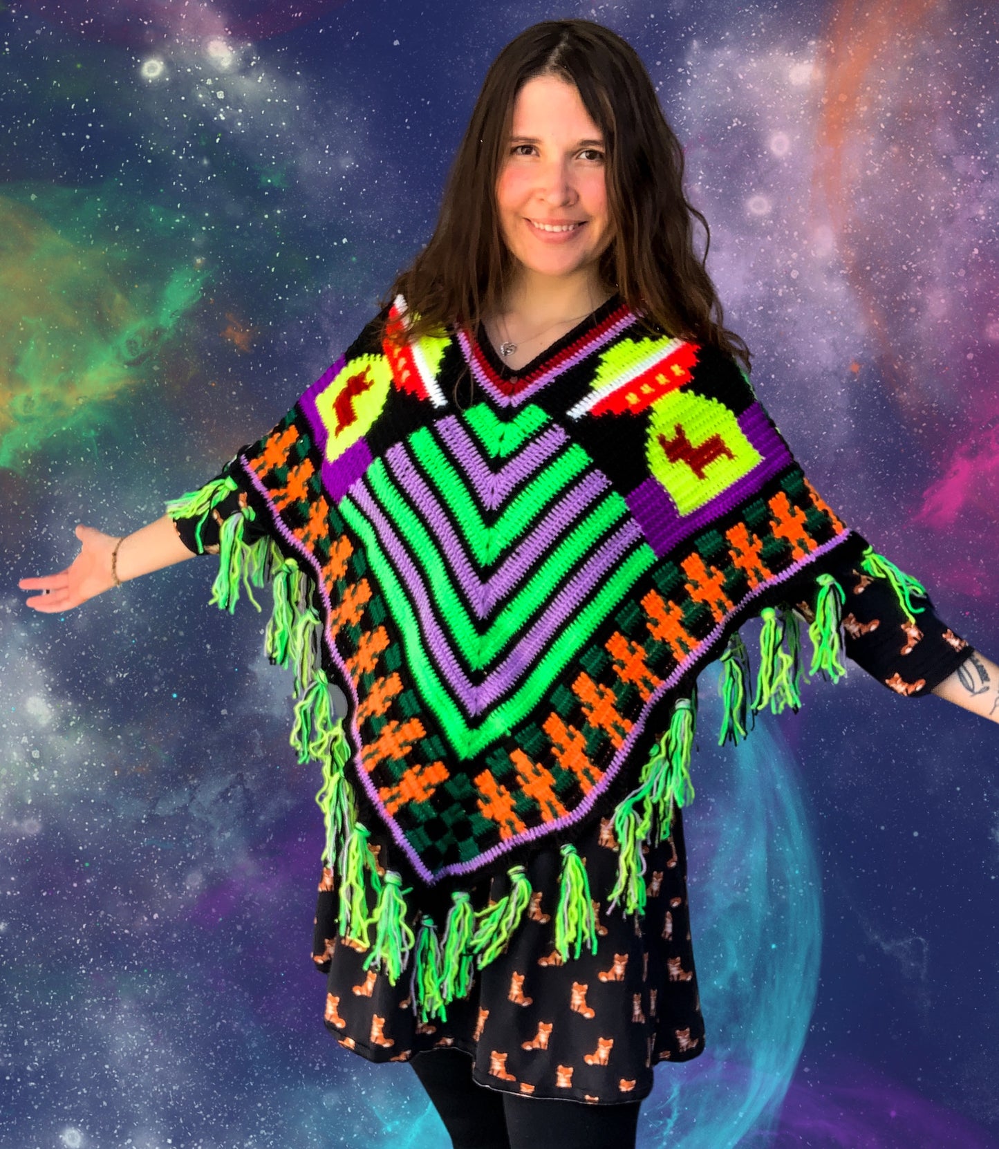 Crochet Alien/Mushroom Poncho - MADE TO ORDER