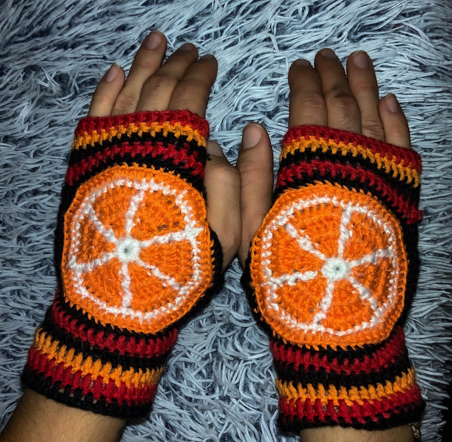 Crochet Orange Gloves - MADE TO ORDER