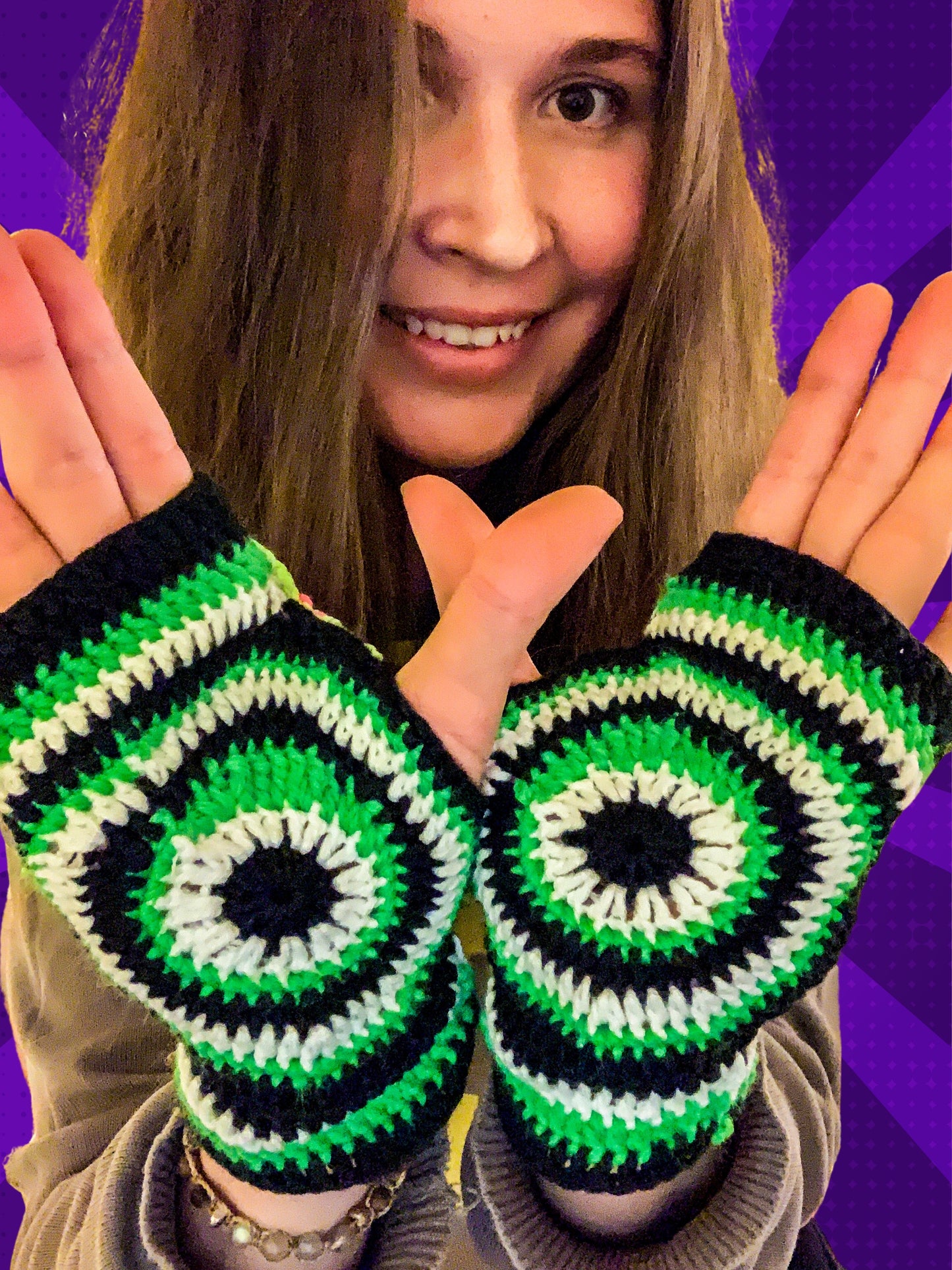 Crochet Magic Mushroom Fingerless Gloves - MADE TO ORDER