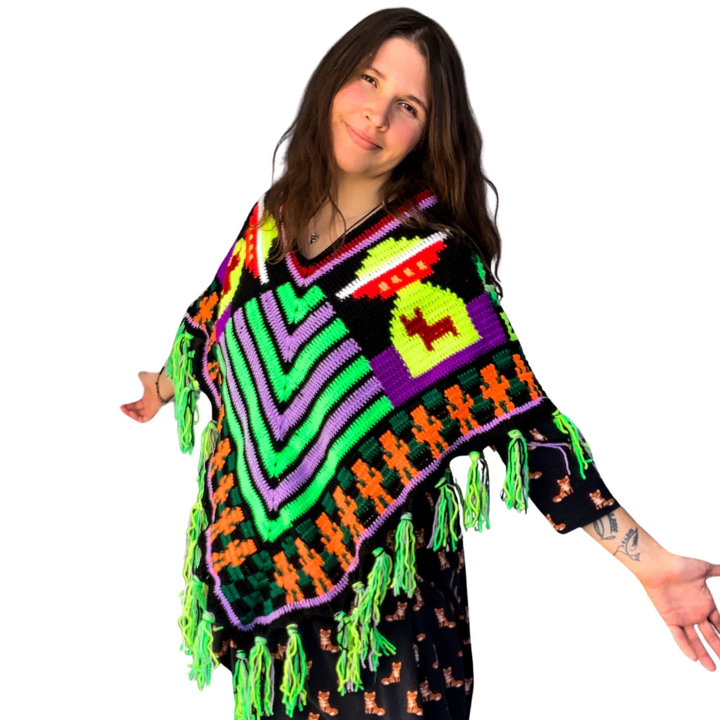 Crochet Alien/Mushroom Poncho - MADE TO ORDER