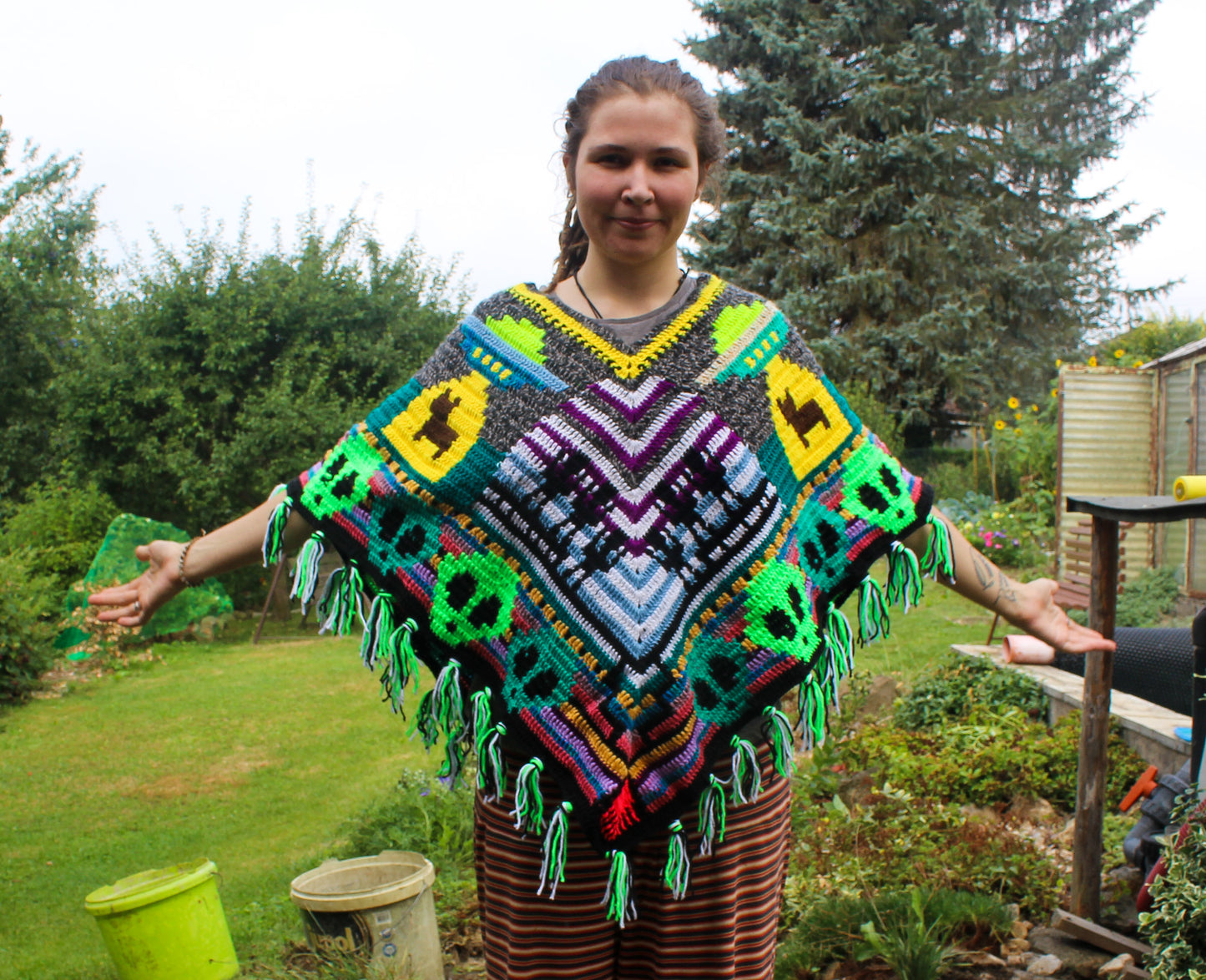 Crochet Alien/Mushroom Poncho - MADE TO ORDER