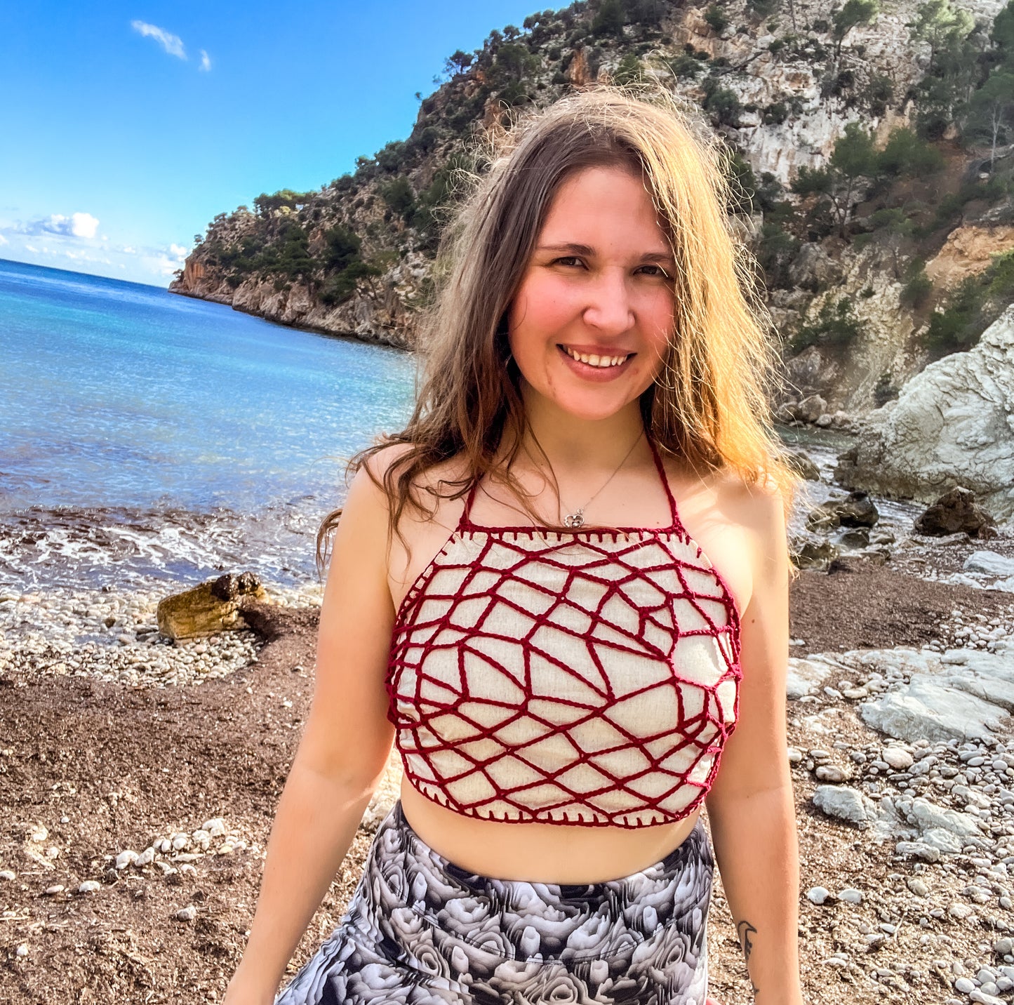 !Linen & crochet! Velvet Web Top