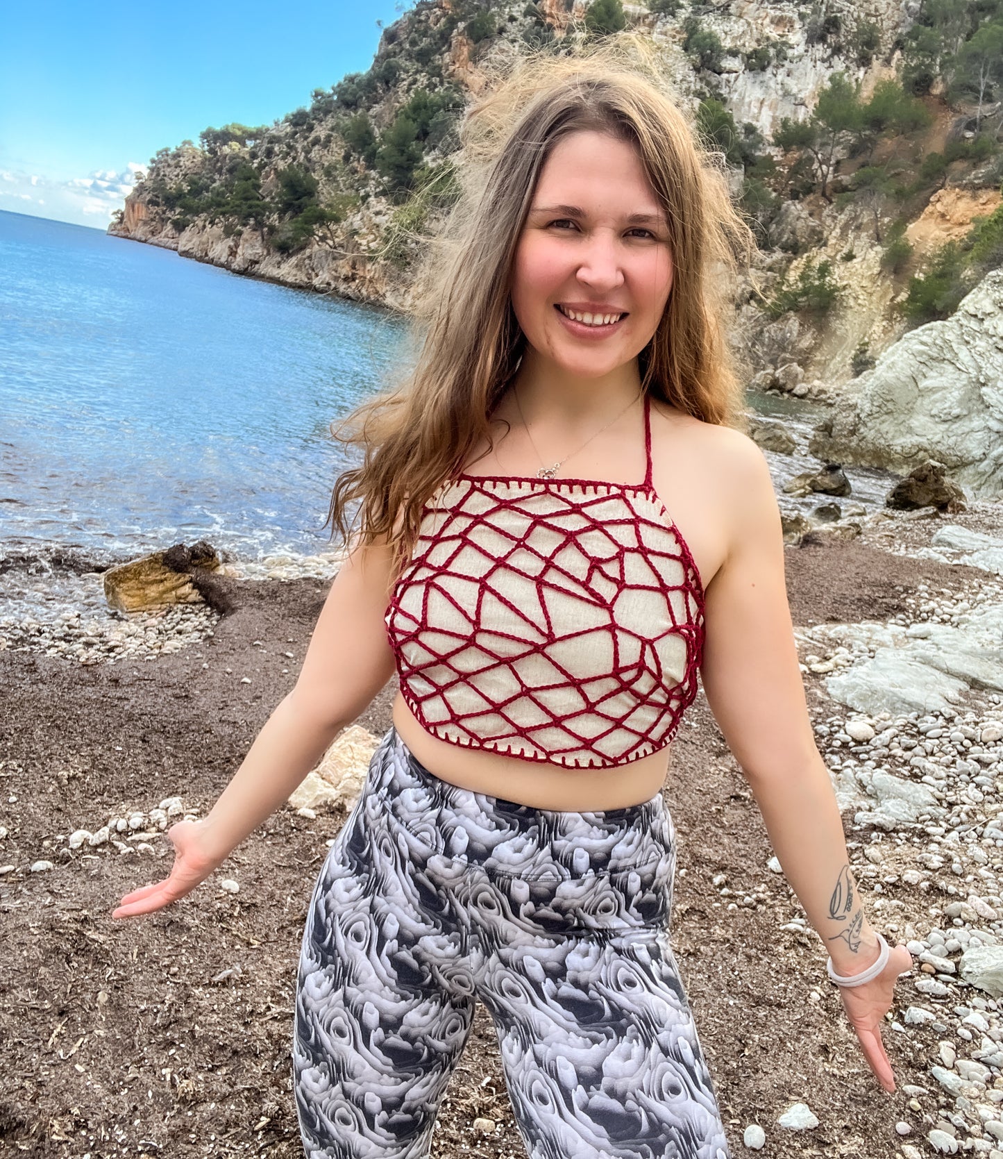 !Linen & crochet! Velvet Web Top
