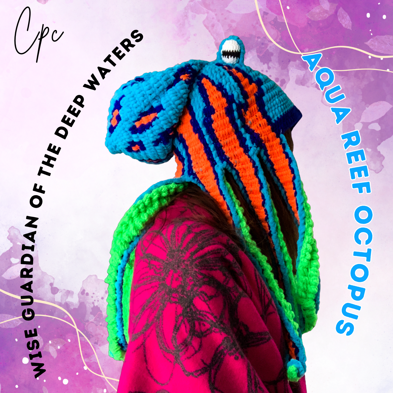 Octopus Crochet Hat Octopus Hat - Orange and Red – Mala Luna Creations main image 2