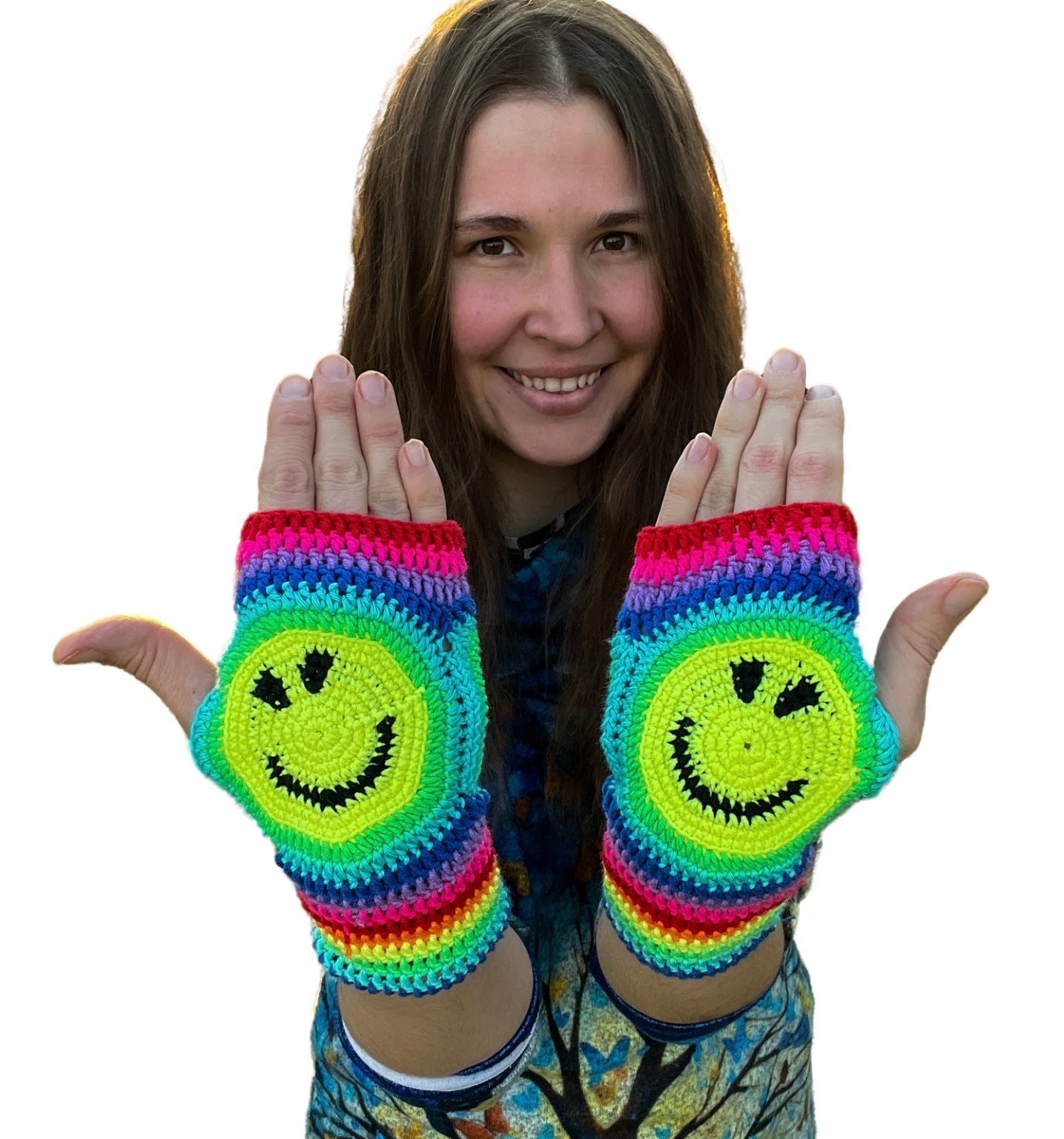 !POPULAR! Crochet Emoji Fingerless Gloves