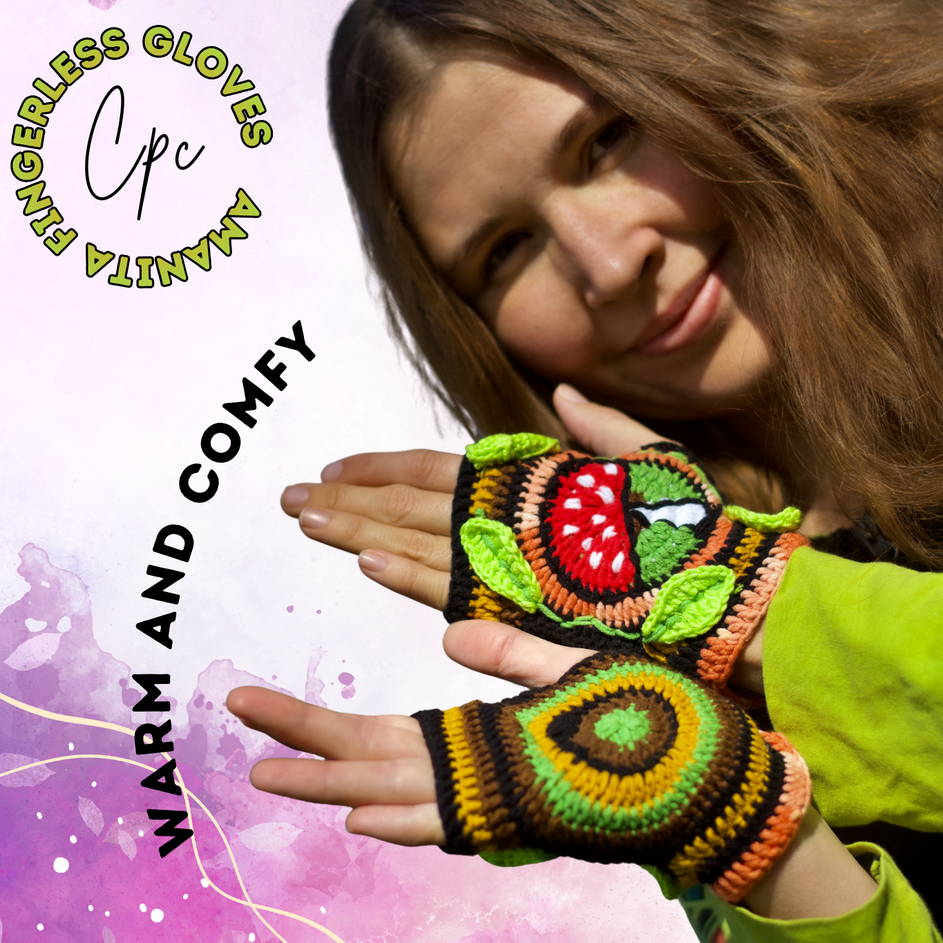 Crochet Amanita Fingerless Gloves - MADE TO ORDER