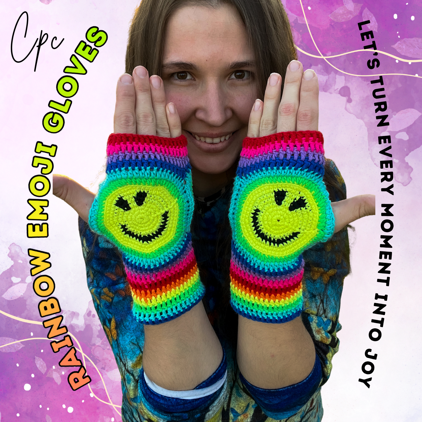 Crochet Emoji Fingerless Gloves - MADE TO ORDER