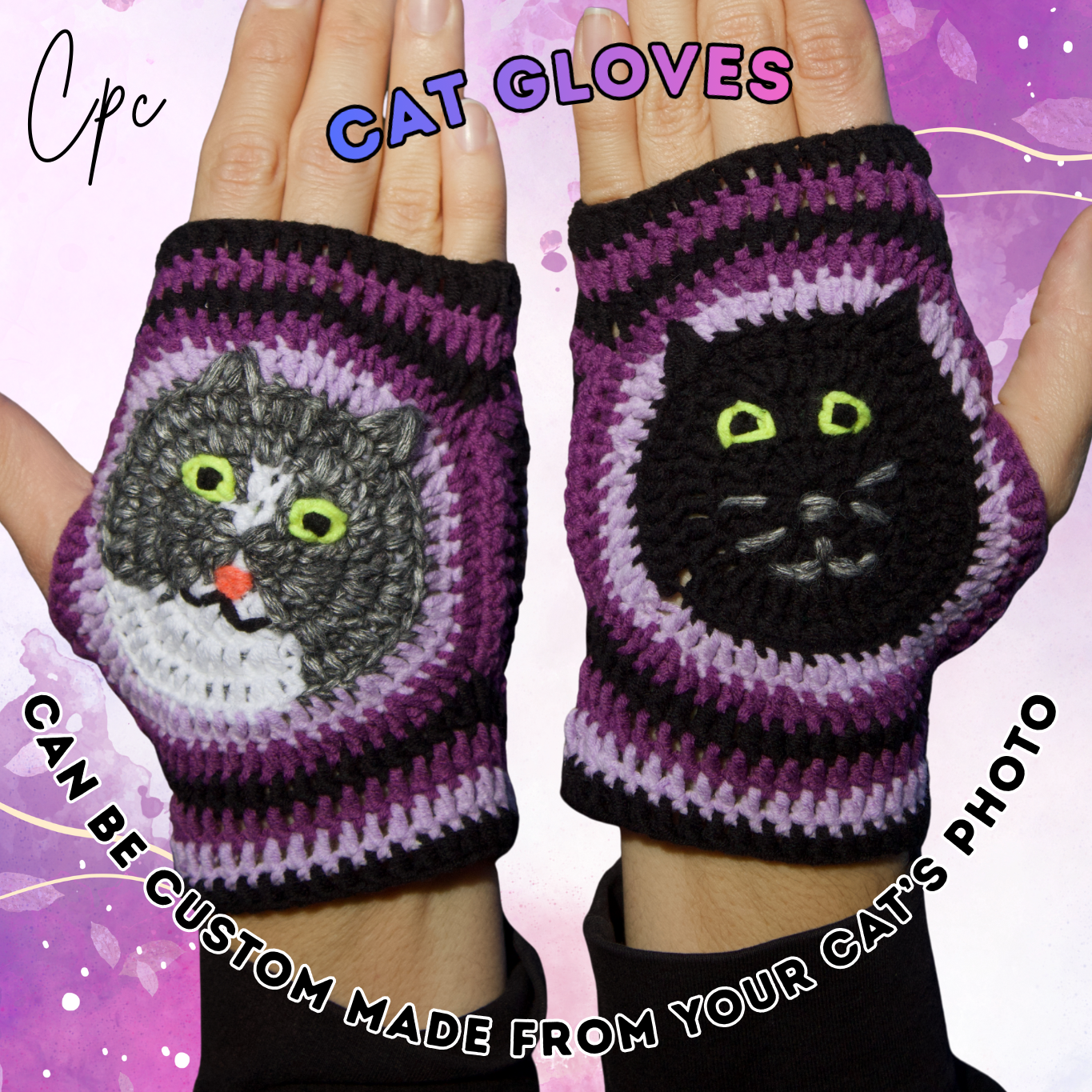 Crochet Cat Set - Hat / Gloves - MADE TO ORDER