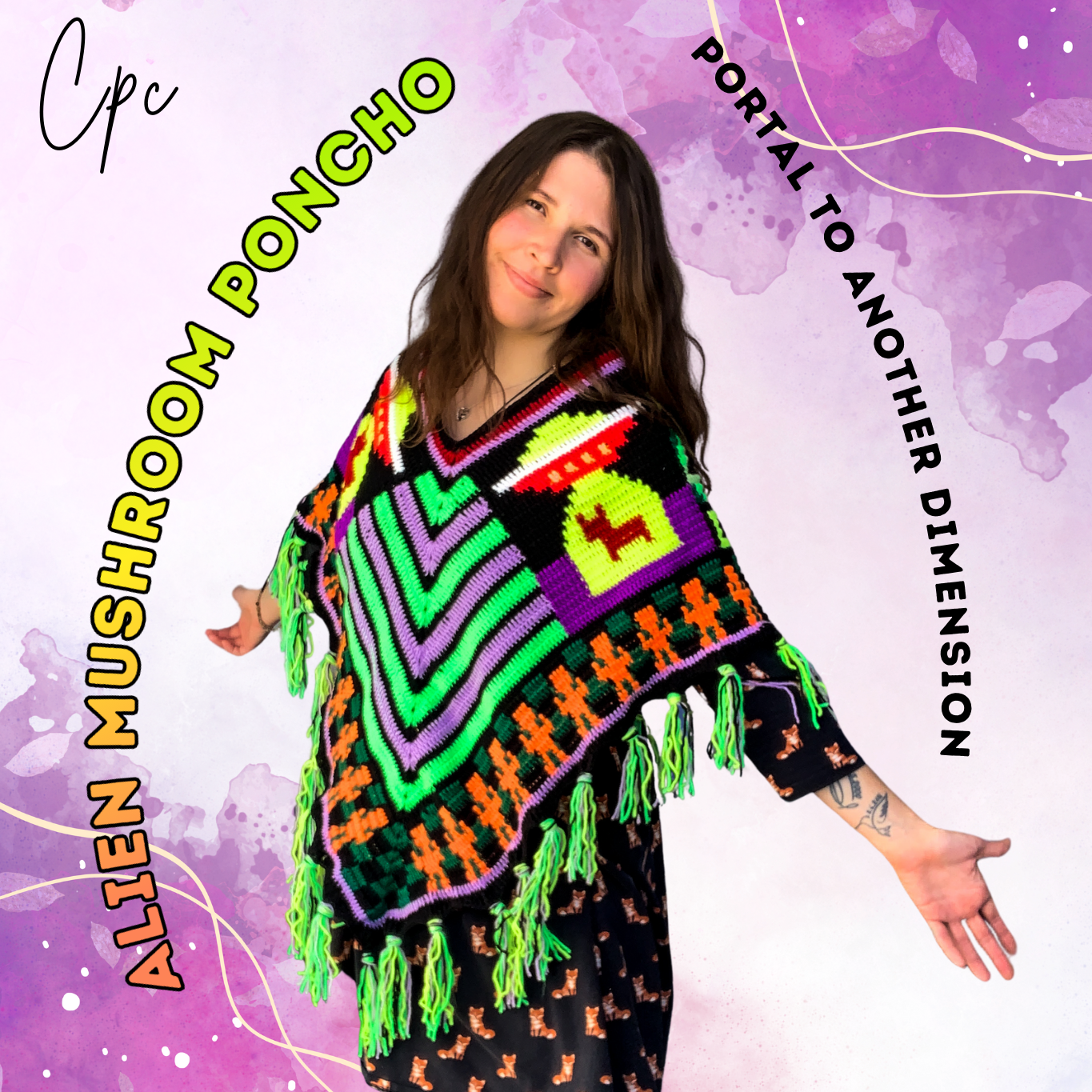 Crochet Alien/Mushroom Poncho - MADE TO ORDER