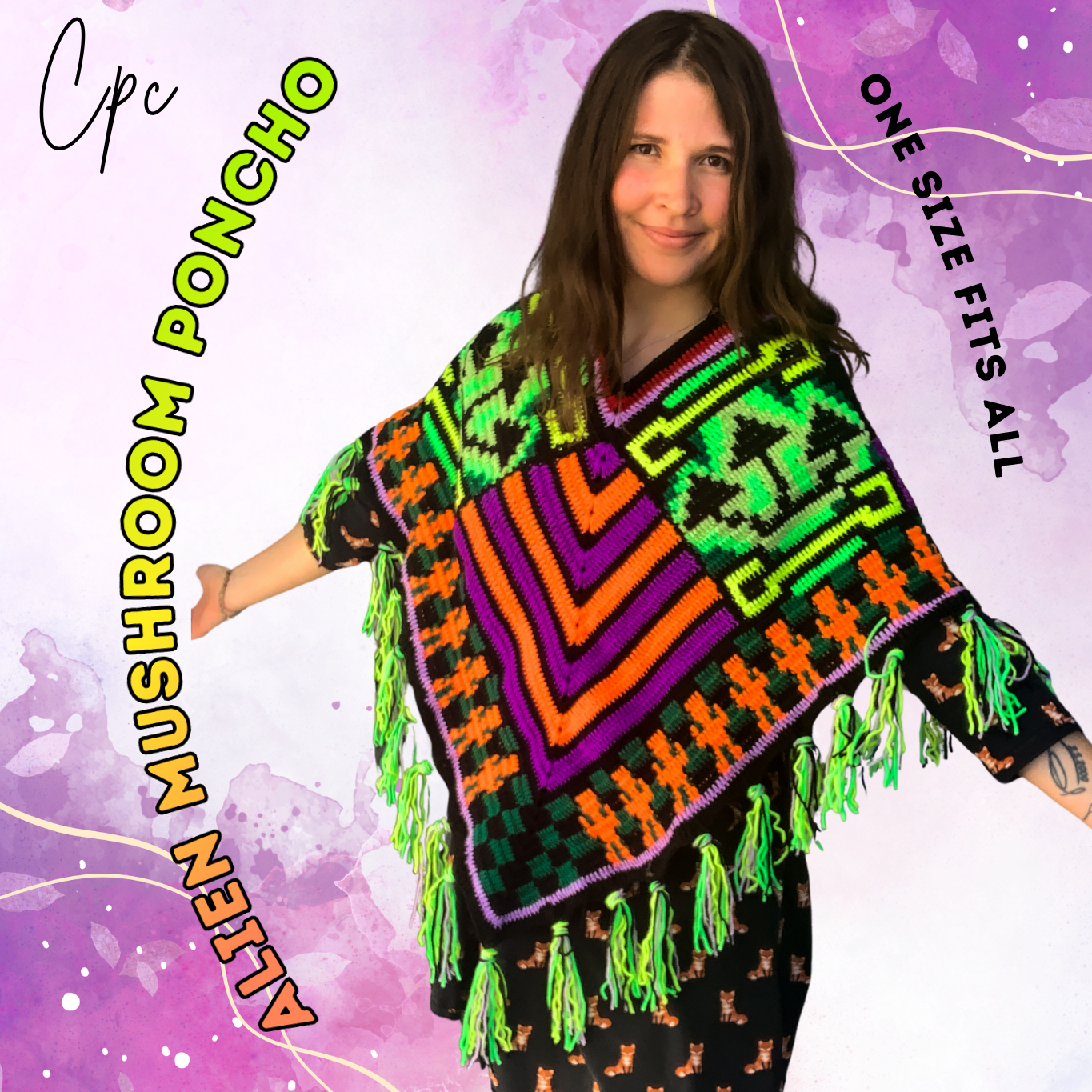 Crochet Alien/Mushroom Poncho - MADE TO ORDER