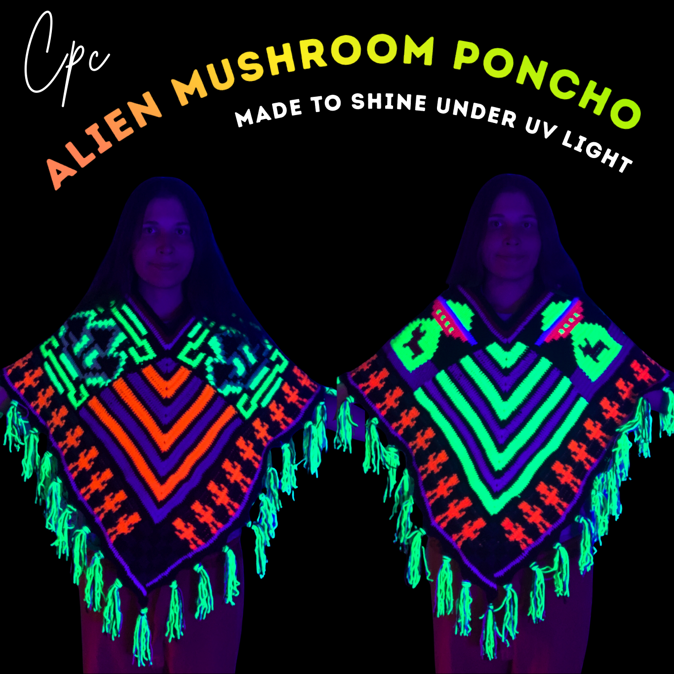Crochet Alien/Mushroom Poncho - MADE TO ORDER