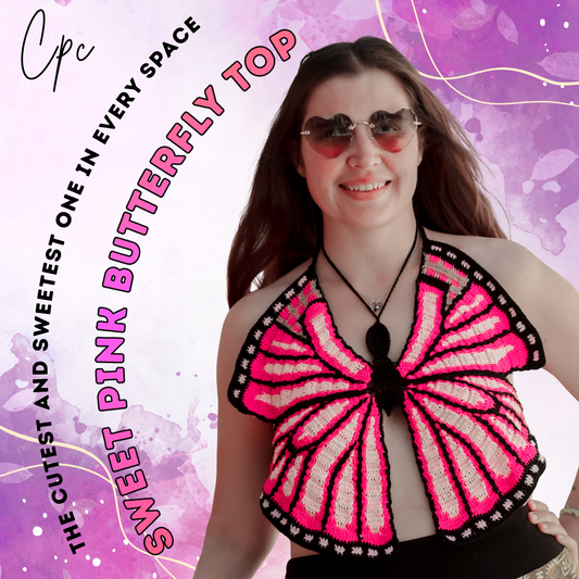 Crochet Sweet Pink Butterfly Top