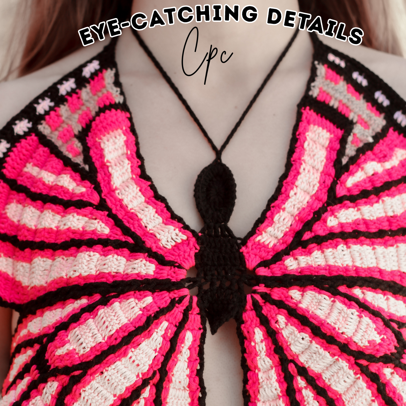 Crochet Sweet Pink Butterfly Top