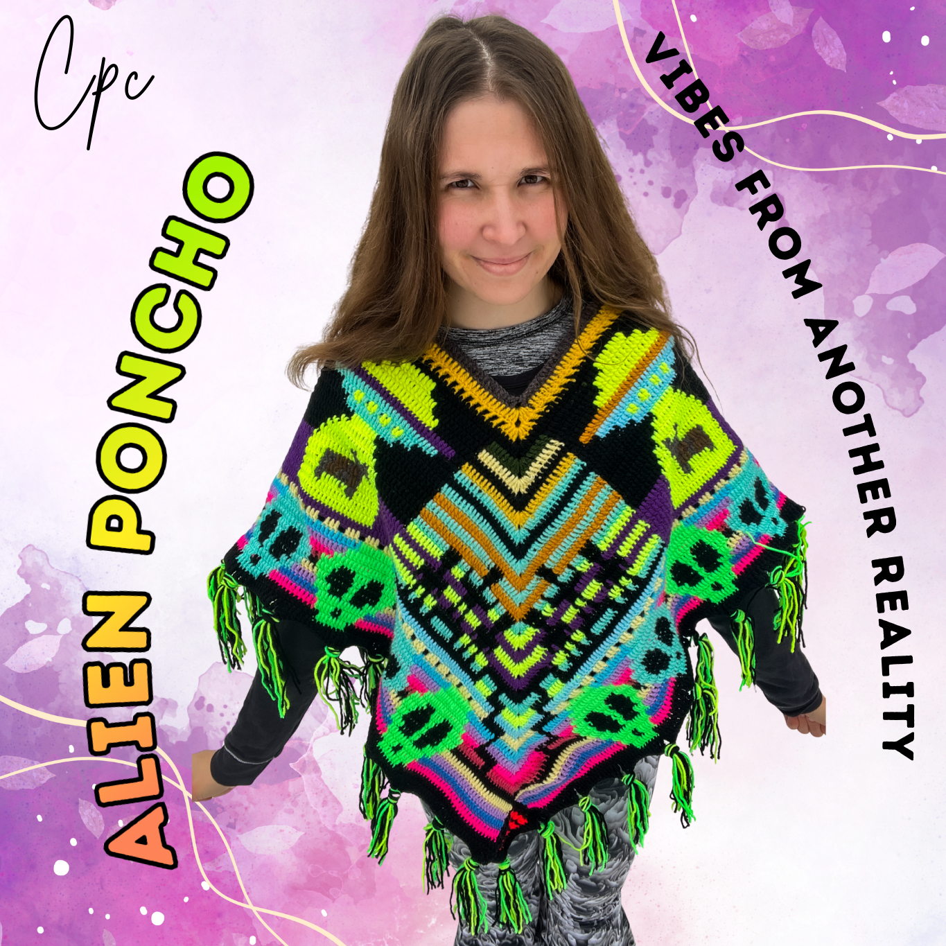Crochet Alien/Mushroom Poncho - MADE TO ORDER