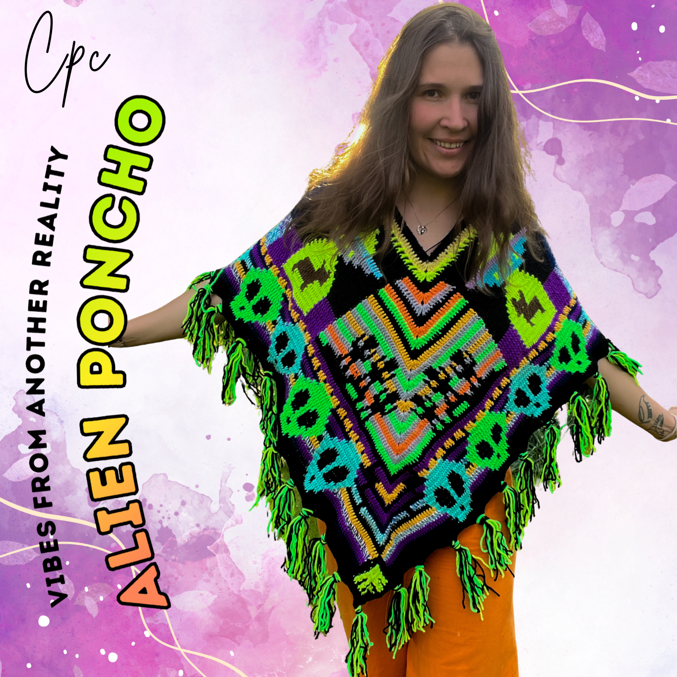 Crochet Alien/Mushroom Poncho - MADE TO ORDER
