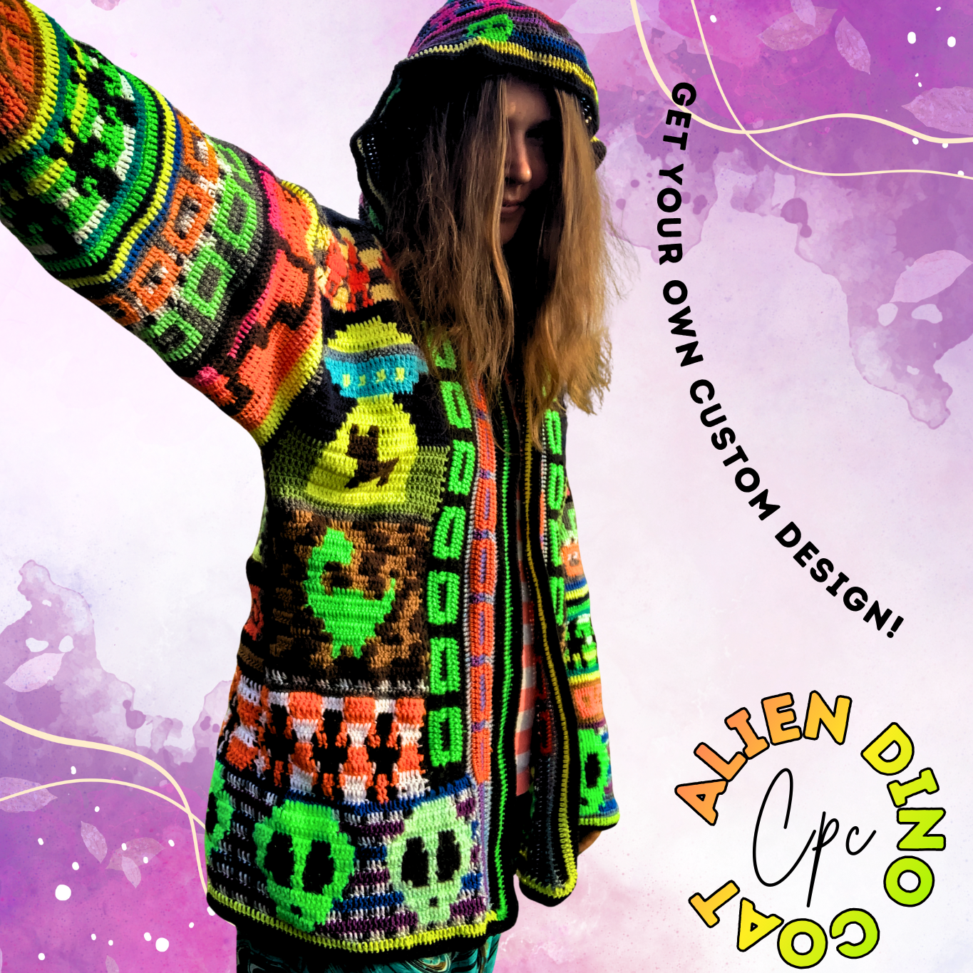 Crochet Alien Dino Coat - MADE TO ORDER