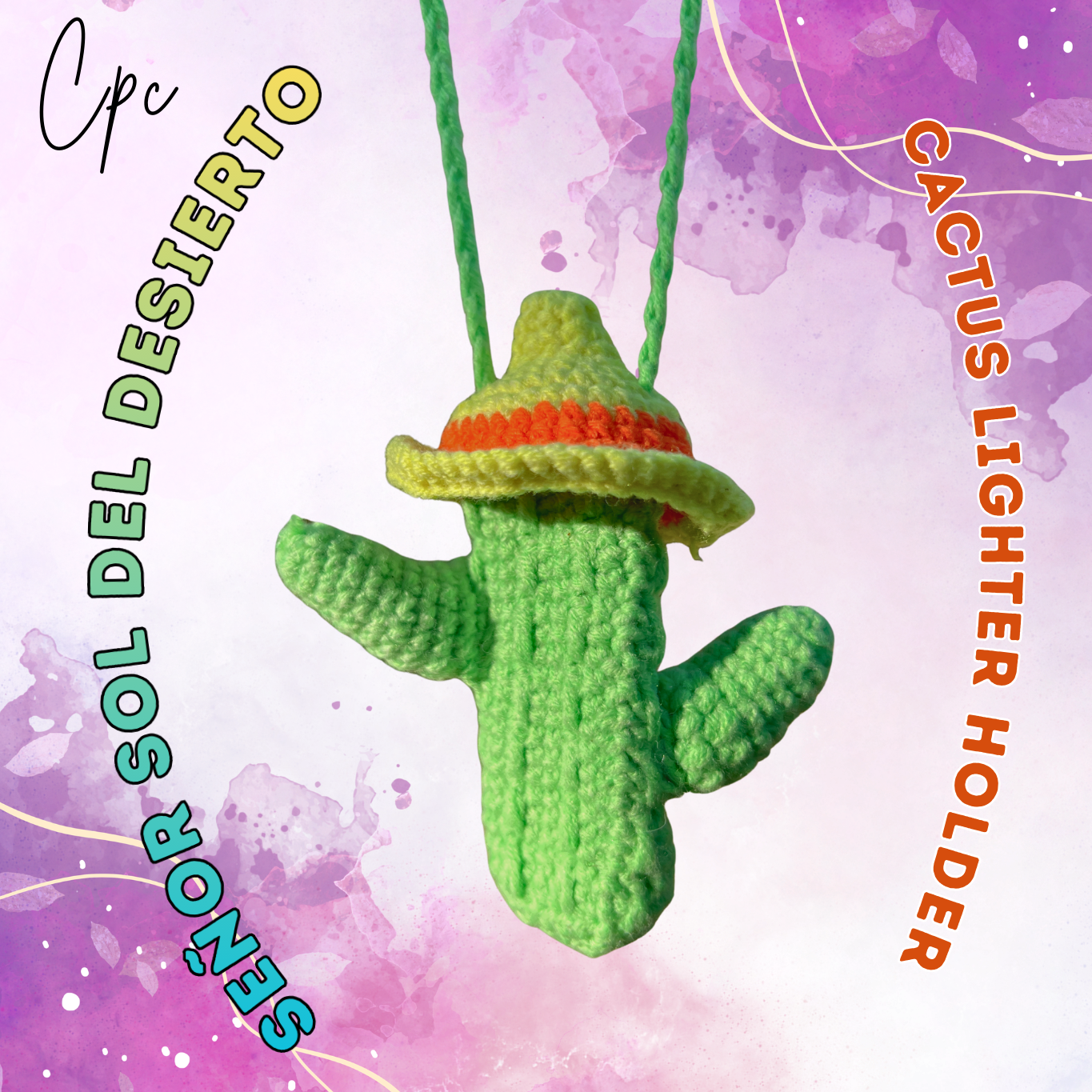 Crochet Cactus Lighter Holder