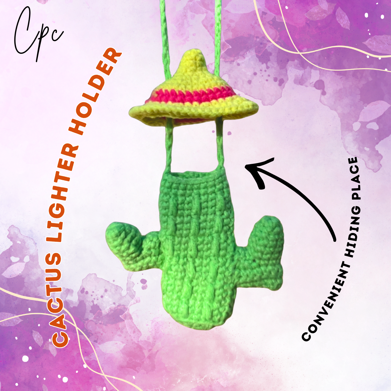 Crochet Cactus Lighter Holder