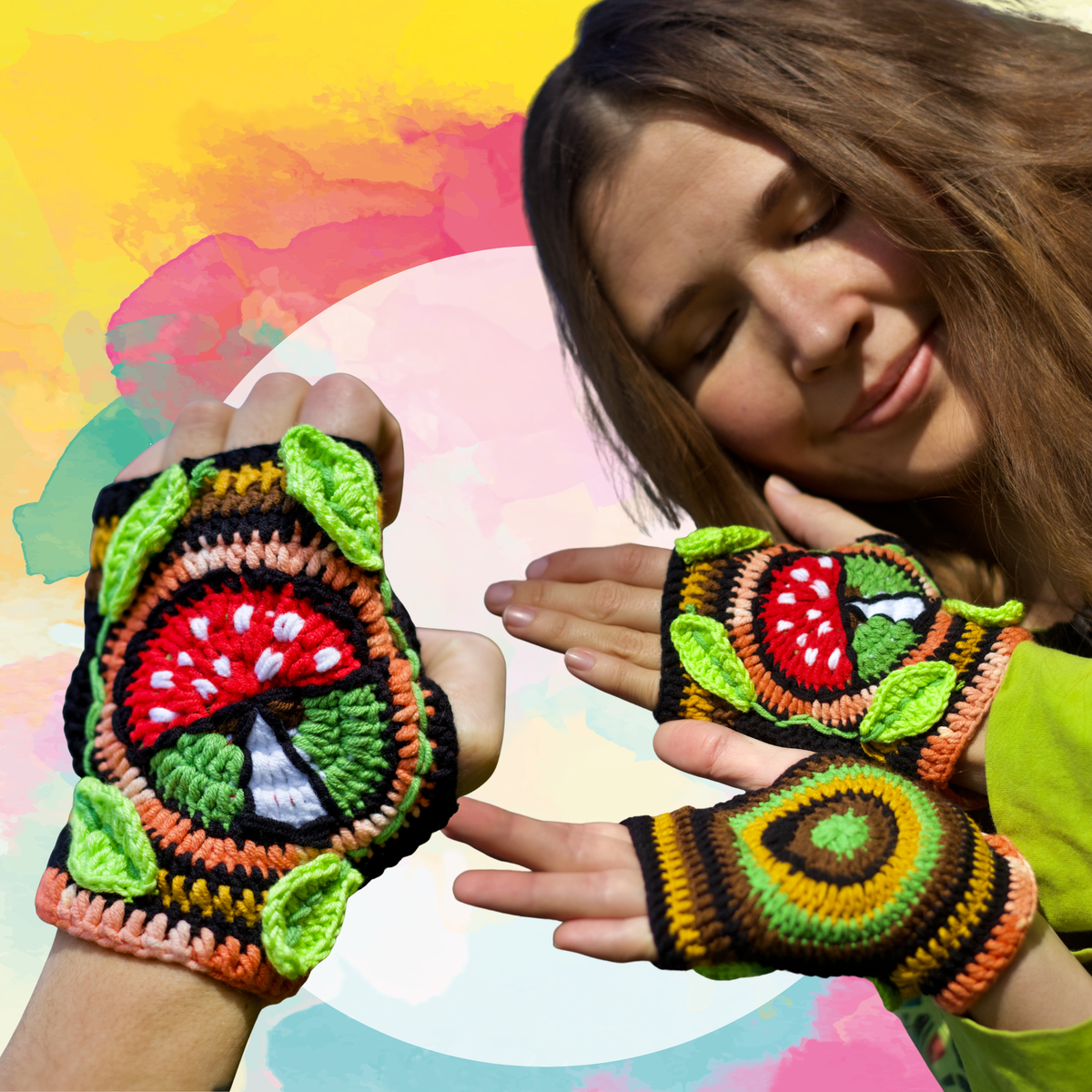 Crochet Amanita Gloves - PDF Written Pattern