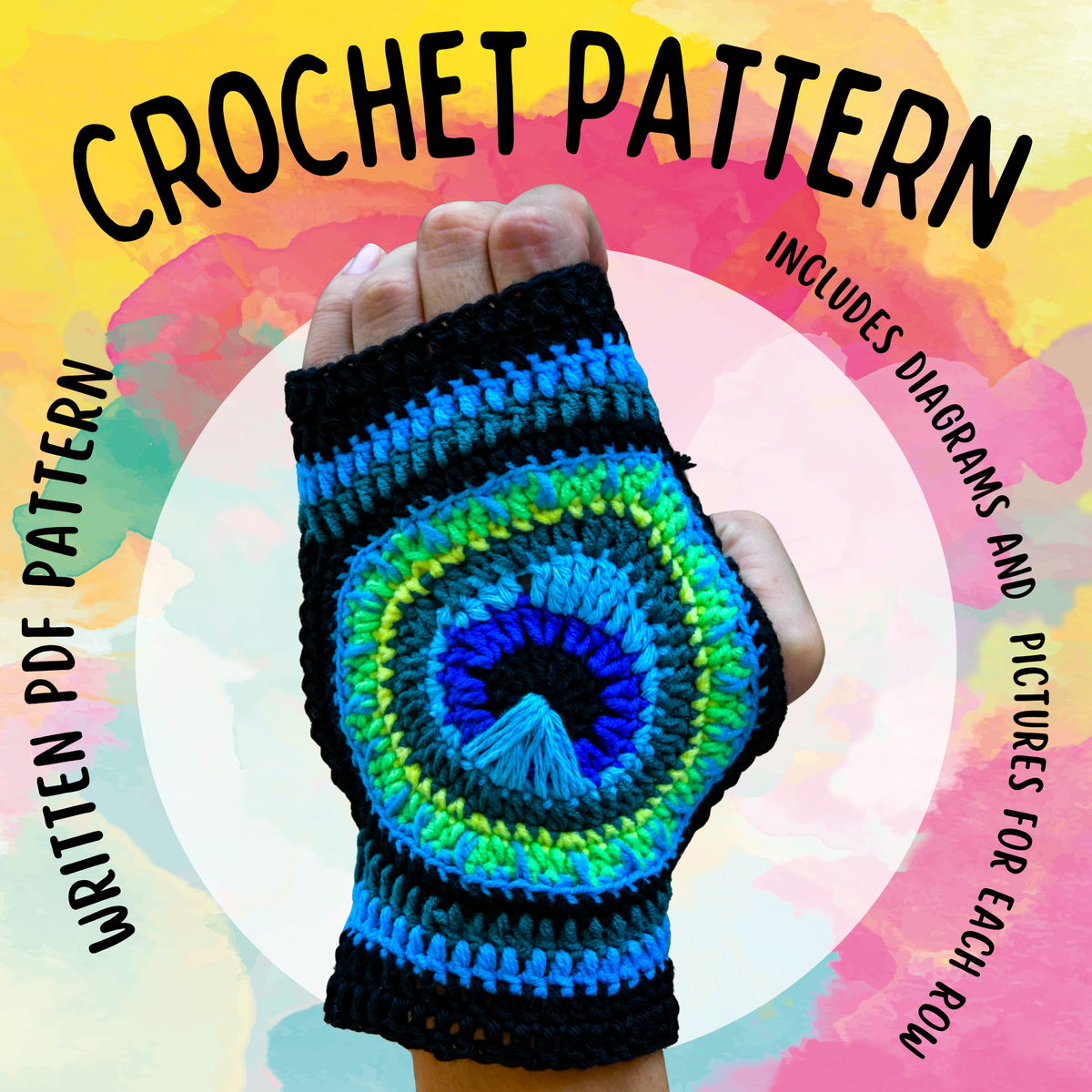 Crochet Peacock Gloves - PDF Written Pattern
