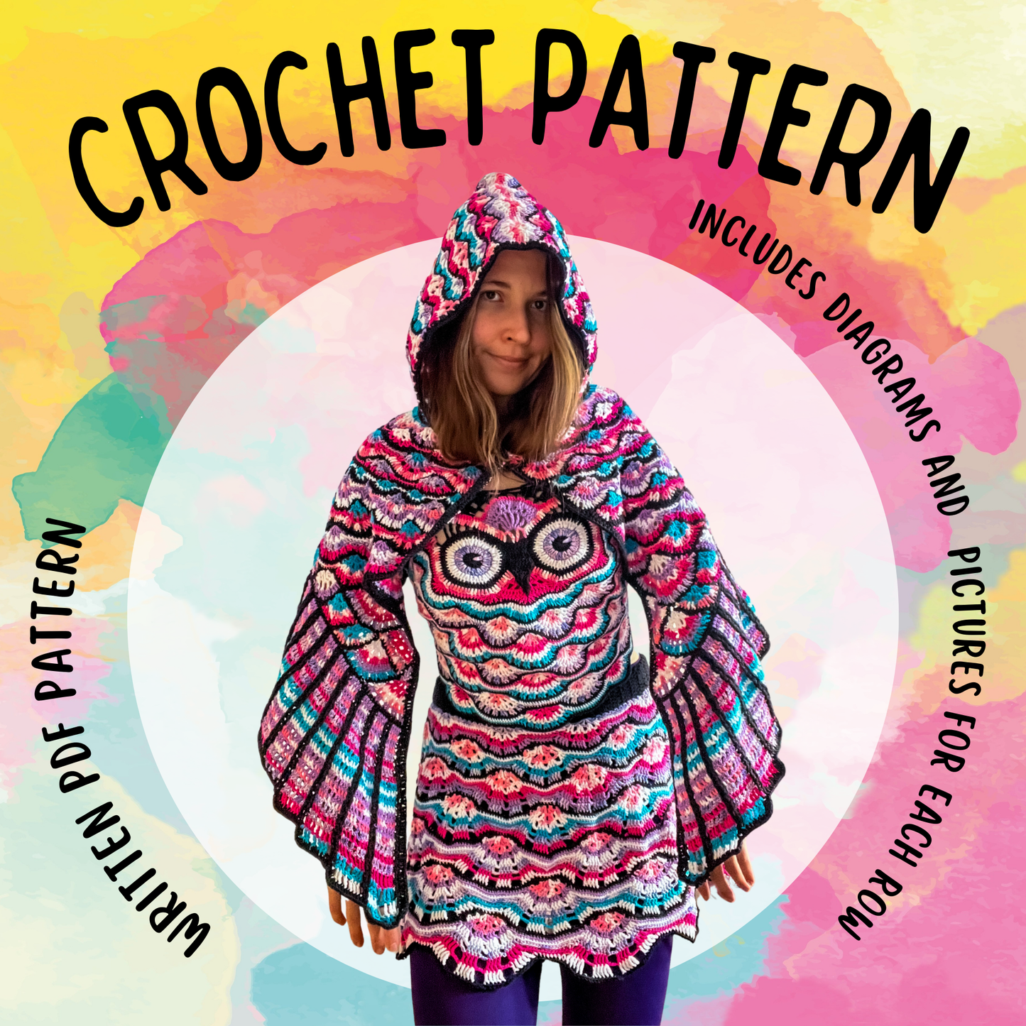Crochet Owl Top + Wings + Hood + Skirt PDF Written Pattern