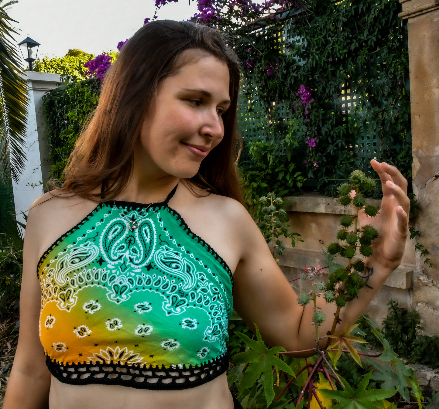 !Upcycled! Crochet Bandana Rainbow Top - AVAILABLE NOW